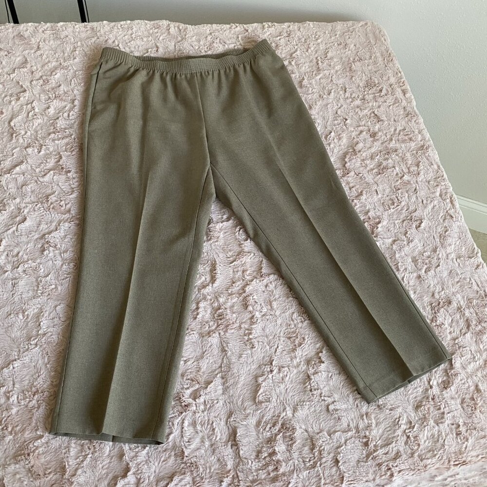 Alia Womens 18W Dark Tan Dress Pants Pull On Elastic Waist Pockets